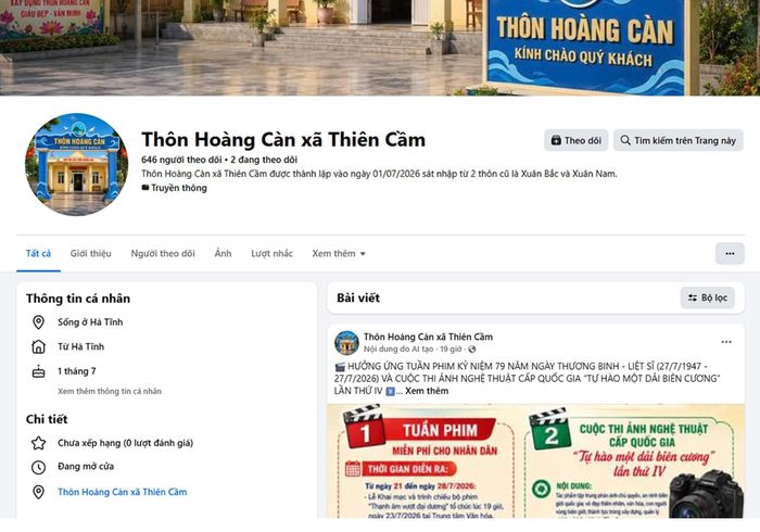 Nhiều hoạt động của thôn đã được Chi ủy thôn Hoàng Càn triển khai thông qua fanpage của thôn.
