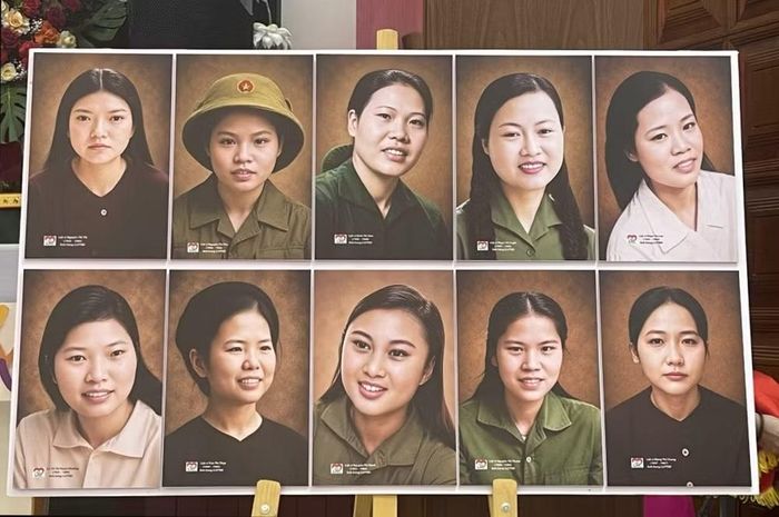 Chân dung màu các nữ Anh hùng liệt sỹ dân quân Lam Hạ.