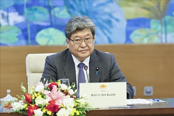 Ông Hagiuda Koichi, Quyền Tổng Thư ký Đảng Dân chủ Tự do Nhật Bản phát biểu. Ảnh: Doãn Tấn/TTXVN