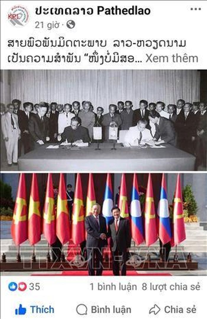 Bài đăng trên trang FB chính thức của tờ Pathetlao. Ảnh: TTXVN phát