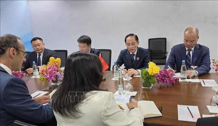 Bộ trưởng Lê Hoài Trung tại cuộc gặp.