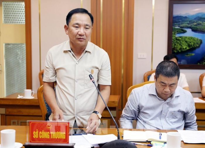 Giám đốc Sở Công Thương tỉnh Phú Thọ Trần Quang Tuấn phát biểu tại buổi làm việc. Ảnh: Tạ Toàn – TTXVN