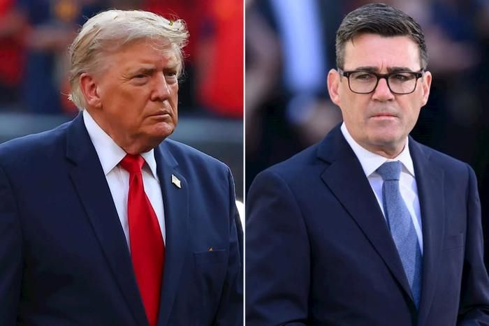 Tổng thống Donald Trump sau trận chung kết FIFA World Cup tại East Rutherford, NJ vào Chủ nhật, ngày 19 tháng 7. Thủ tướng Anh Andy Burnham tại London vào thứ Hai, ngày 20 tháng 7. (Ảnh: Rich Graessle/Icon Sportswire/Getty; Karwai Tang/WireImage) 