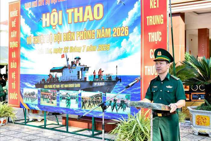 Đại tá Phạm Lê Xuân Bình, Chỉ huy trưởng BĐBP thành phố phát biểu bế mạc hội thi.