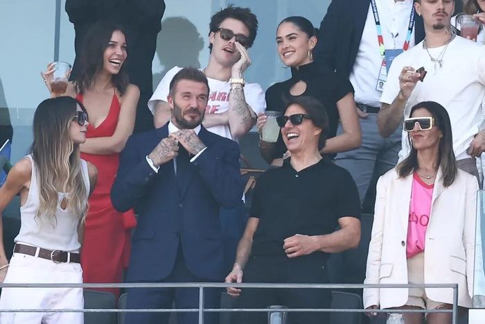 David Beckham xem trận chung kết World Cup cùng vợ Victoria và Tom Cruise . (Ảnh: AFP)