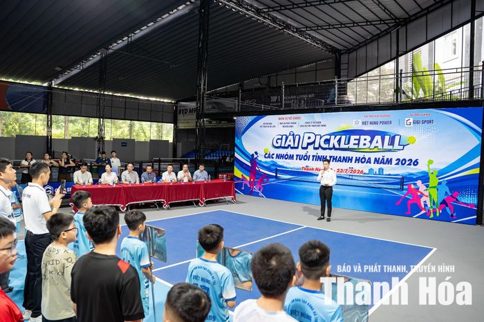 Lễ khai mạc Giải Pickleball các nhóm tuổi tỉnh Thanh Hóa năm 2026 diễn ra sáng 22/7 tại Cụm sân Pickleball Việt Hùng.