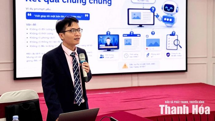 TS. Lương Đông Sơn trao đổi những kiến thức, kỹ năng ứng dụng AI trong sáng tạo hình ảnh báo chí đa nền tảng cho đội ngũ hội viên, phóng viên, biên tập viên.