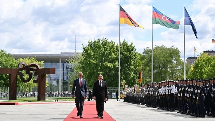 Tổng thống Azerbaijan Ilham Aliyev ngày 21/7 đã có chuyến thăm cấp nhà nước đầu tiên tới Đức. Ảnh: Euronews.