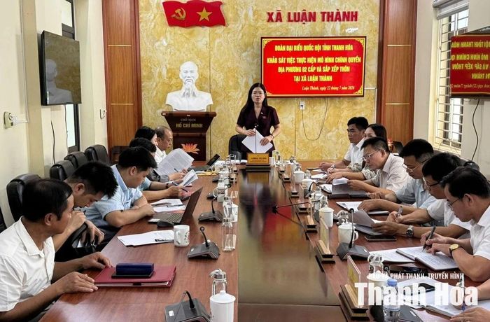 Phó Trưởng Đoàn ĐBQH tỉnh Lương Thị Hoa phát biểu tại buổi làm việc.