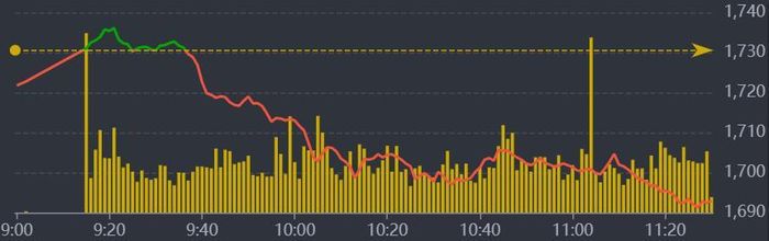 Diễn biến VN-Index sáng nay.