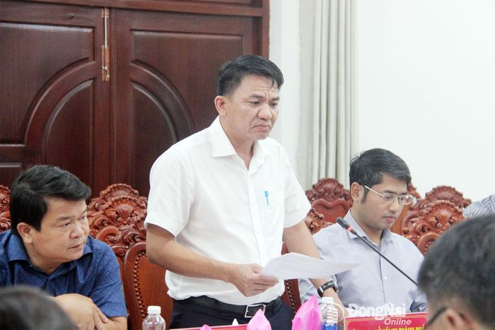 Đại diện các đơn vị, sở, ngành phát biểu tại buổi làm việc. Ảnh: Trần Danh