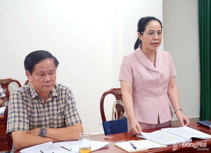 Giám đốc Sở Y tế Đỗ Thị Nguyên báo cáo tại cuộc họp. Ảnh: Hạnh Dung