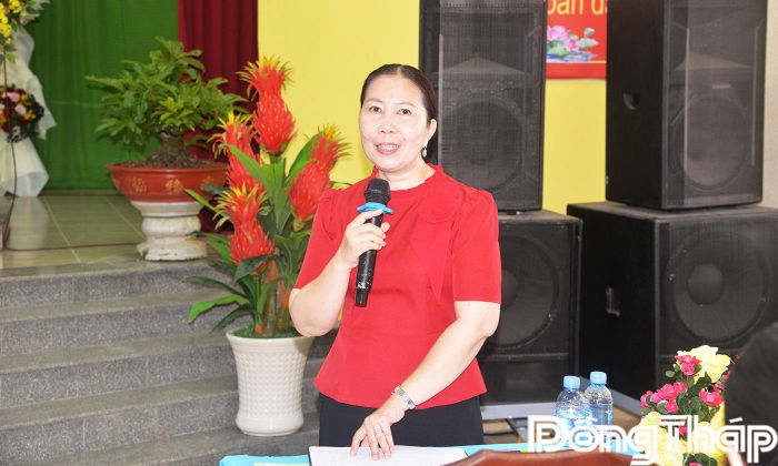 Lãnh đạo phường Trung An phát biểu tại buổi làm việc. 