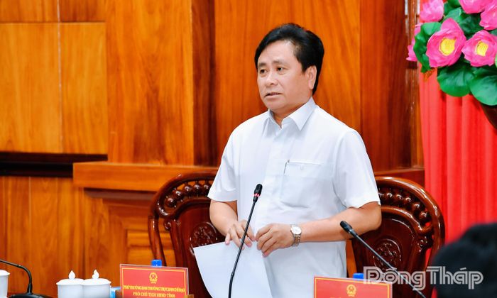Đồng chí Trần Văn Dũng, Ủy viên Ban Thường vụ Tỉnh ủy, Phó Chủ tịch Thường trực UBND tỉnh, Phó Trưởng Ban Chỉ đạo Thường trực phát biểu tại phiên họp thứ hai.