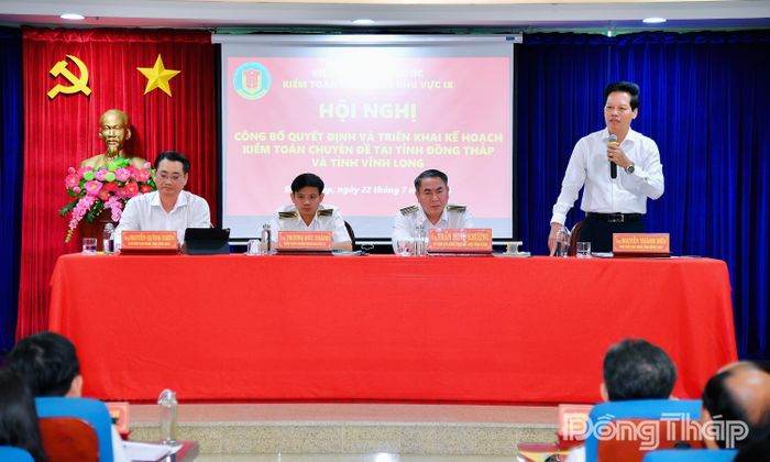 Đồng chí Nguyễn Thành Diệu, Phó Chủ tịch UBND tỉnh Đồng Tháp phát biểu tại hội nghị.