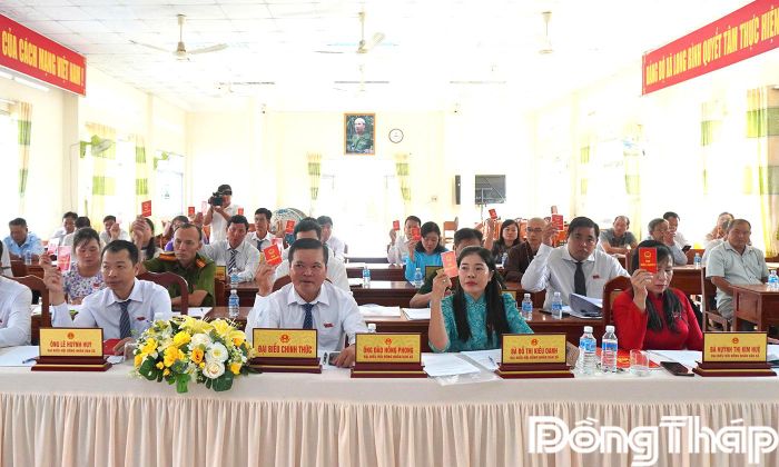 Đại biểu biểu quyết thông qua nghị quyết.