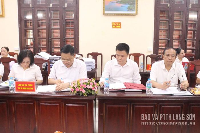 Đại biểu của TAND tỉnh dự buổi kiểm tra