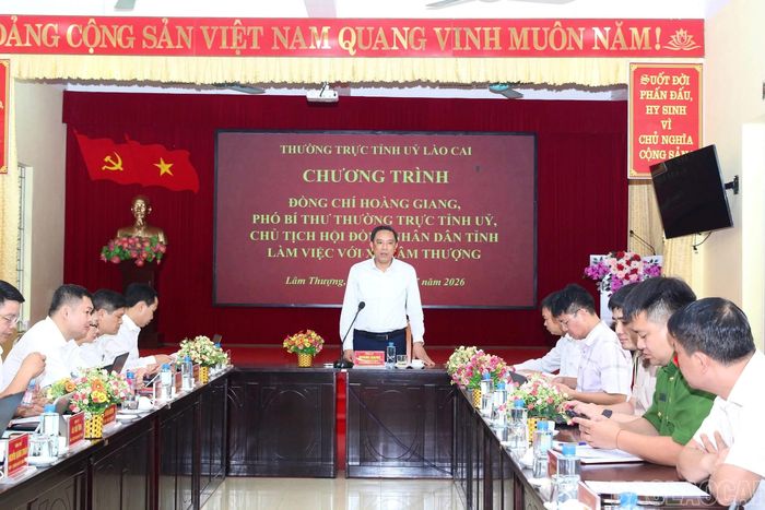 Phó Bí thư Thường trực Tỉnh ủy Hoàng Giang phát biểu kết luận buổi làm việc.