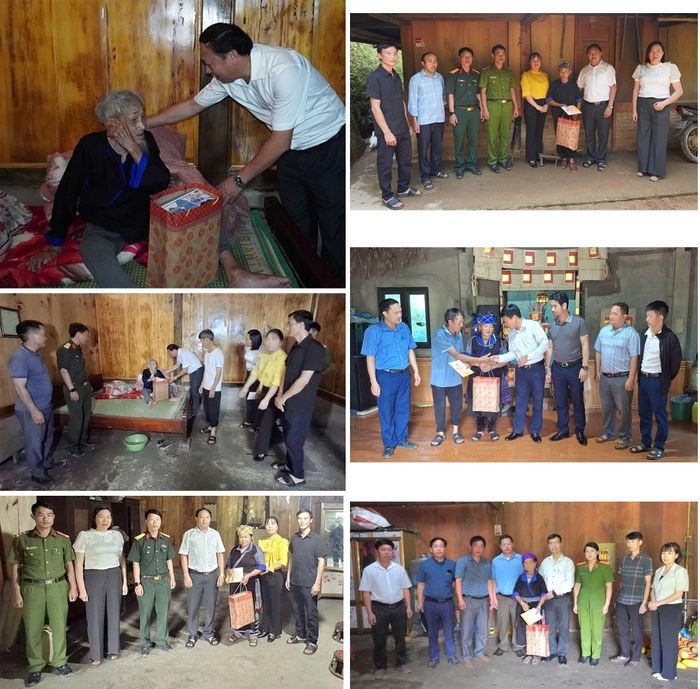 Các đoàn công tác xã Púng Luông thăm hỏi, trao quà cho các hộ gia đình là thân nhân liệt sĩ trên địa bàn.