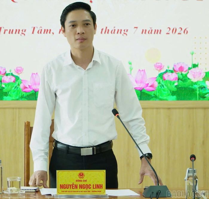 Đồng chí Nguyễn Ngọc Linh - Phó Chủ tịch Ủy ban MTTQ Việt Nam tỉnh phát biểu tại buổi làm việc.