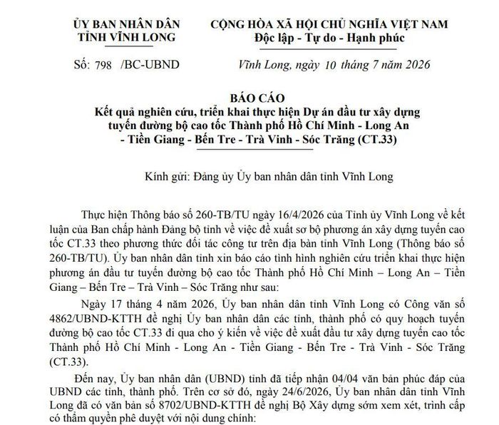 Phương án đầu tư cao tốc CT.33 đang được nghiên cứu chia thành 2 giai đoạn thực hiện.