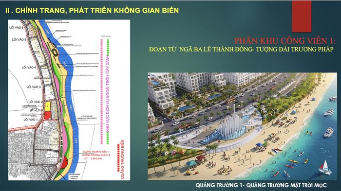 Phương án dự kiến phân khu công viên trong tổng thể quy hoạch không gian khu vực biển Nhật Lệ - Ảnh: H.L