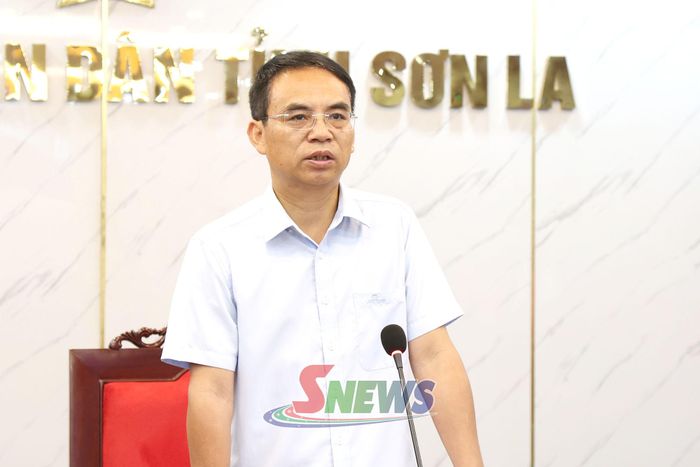Đồng chí Nguyễn Minh Tiến, Phó Chủ tịch UBND tỉnh, phát biểu chỉ đạo tại cuộc họp.