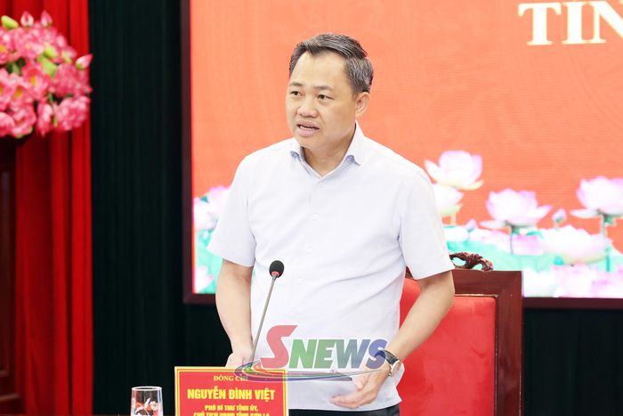 Đồng chí Nguyễn Đình Việt phát biểu tại cuộc làm việc.