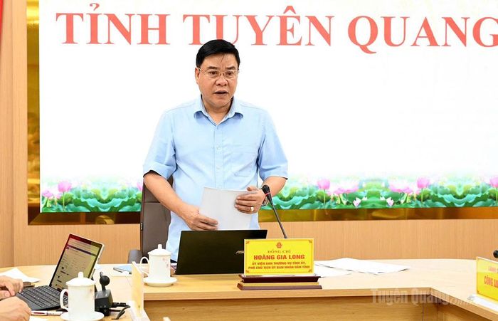 Đồng chí Hoàng Gia Long, Ủy viên Ban Thường vụ Tỉnh ủy, Phó Chủ tịch UBND tỉnh, Trưởng Ban chỉ đạo phát biểu kết luận cuộc họp.