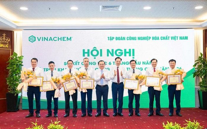 Ông Đỗ Văn Tuấn - Tổng Giám đốc Công ty Cổ phần Phân bón Miền Nam (thứ ba từ phải sang), vinh dự nhận Bằng khen của Bộ trưởng Bộ Tài chính dành cho cá nhân có thành tích xuất sắc năm 2025