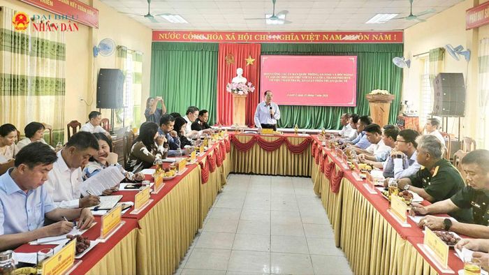Phó Chủ nhiệm Ủy ban Quốc phòng, An ninh và Đối ngoại Đinh Công Sỹ phát biểu tại cuộc làm việc