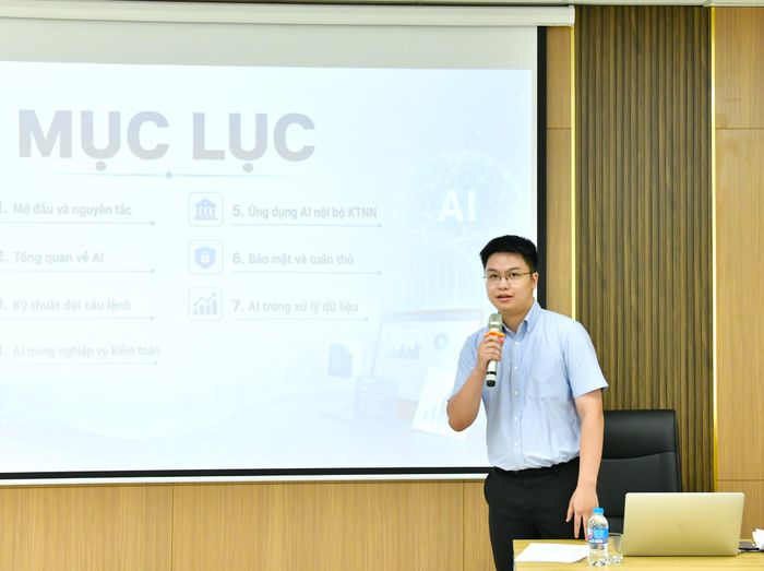 Ông Nguyễn Bá Trung - Cục Công nghệ thông tin nhấn mạnh, AI không được sử dụng để tự động đưa ra ý kiến kiểm toán. Ảnh: N.Ly
