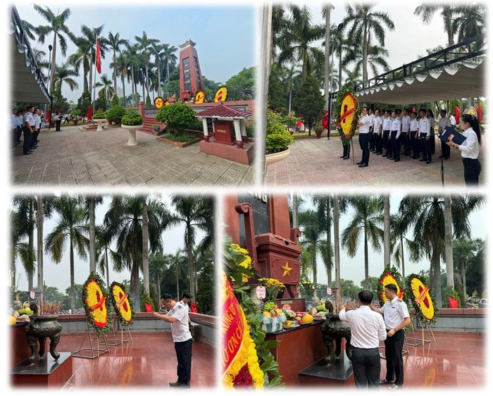 Tập thể KTNN khu vực I đặt vòng hoa tươi thắm, tưởng nhớ các Anh hùng Liệt sỹ. Ảnh: CTV