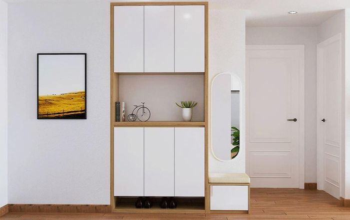 Kệ giày mở có ưu điểm là thuận tiện khi lấy và cất giày. Ảnh minh họa
