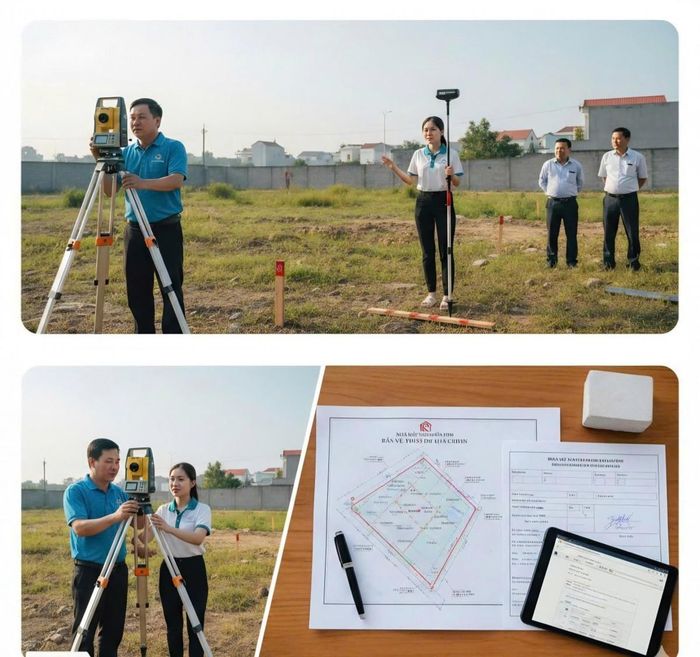 Cán bộ chuyên môn thực hiện đo đạc, rà soát và cập nhật thông tin phục vụ xây dựng, hoàn thiện cơ sở dữ liệu đất đai - Ảnh minh họa