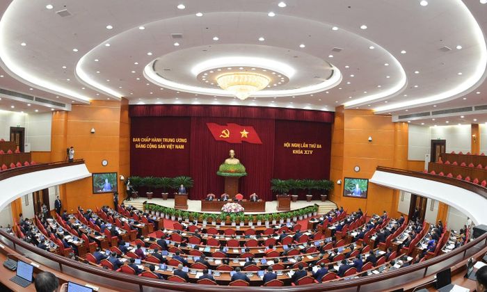 Toàn cảnh phiên khai mạc Hội nghị Trung ương 3. (Ảnh: Cổng TTĐT Đảng Cộng sản Việt Nam)