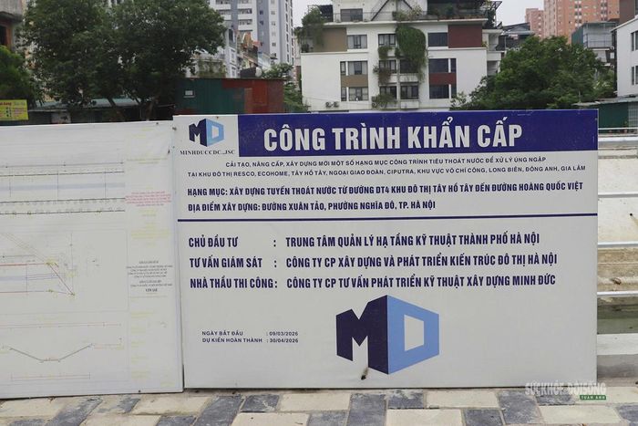 Dự án thuộc chương trình khẩn cấp xử lý úng ngập tại nhiều khu đô thị phía Tây Hà Nội. Ảnh: T.Anh