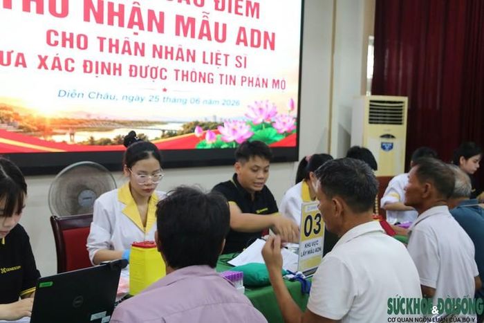 Thân nhân gia đình liệt sĩ thực hiện lấy mẫu sinh phẩm ADN. Mỗi mẫu ADN được lưu vào Ngân hàng gene quốc gia sẽ mở thêm cơ hội xác định danh tính các liệt sĩ chưa biết tên.