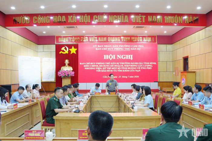 Hội nghị vận hành cơ chế trong diễn tập phòng thủ dân sự phường Cẩm Phả năm 2026.