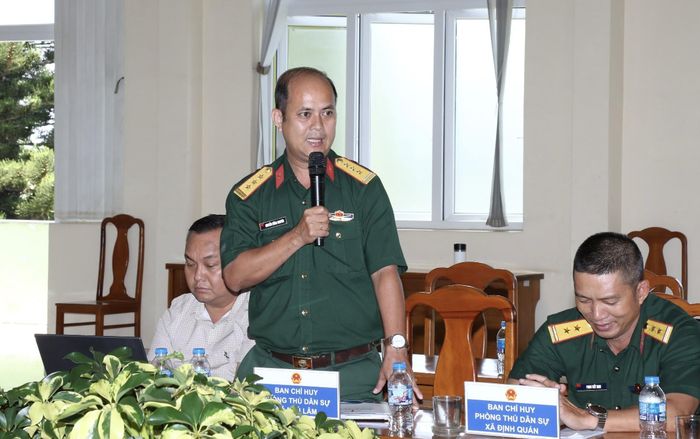  Đại diện Ban Chỉ huy phòng thủ dân sự xã Phú Lâm, TP Đồng Nai phát biểu tại hội nghị 