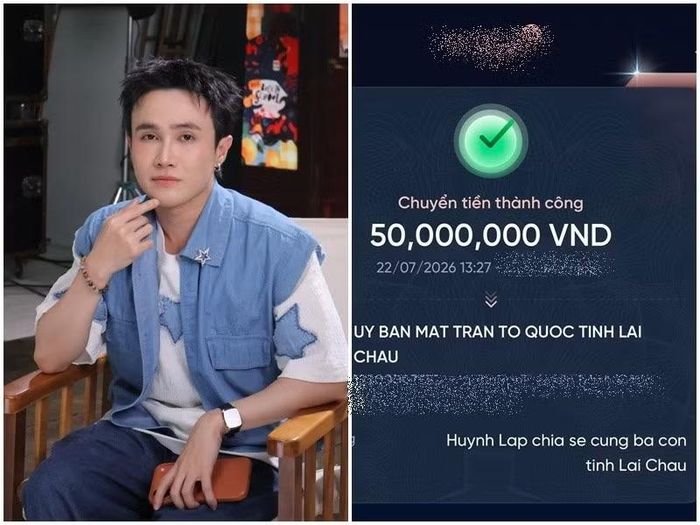 Huỳnh Lập đóng góp 50 triệu đồng cho bà con. Ảnh: FB Huỳnh Lập.