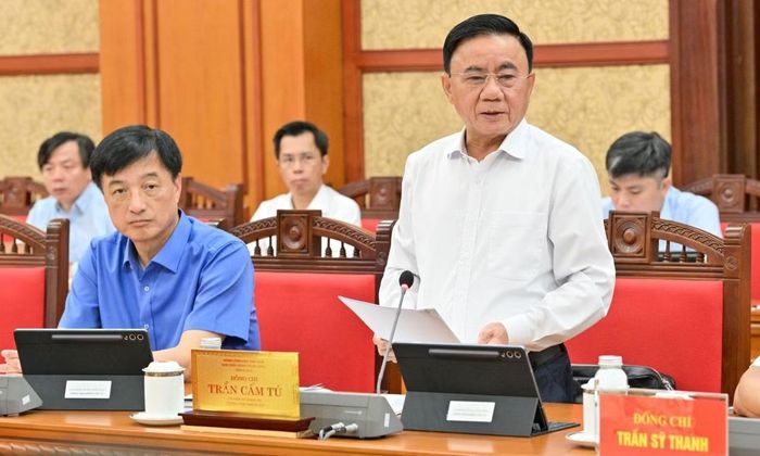 Thường trực Ban Bí thư Trần Cẩm Tú - Trưởng Ban Chỉ đạo phát biểu tại hội nghị, ngày 9/7. Ảnh: PV.