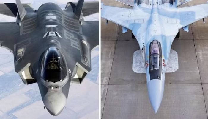 Tiêm kích F-35 của Mỹ và Su-35 của Nga. Ảnh: Military Watch