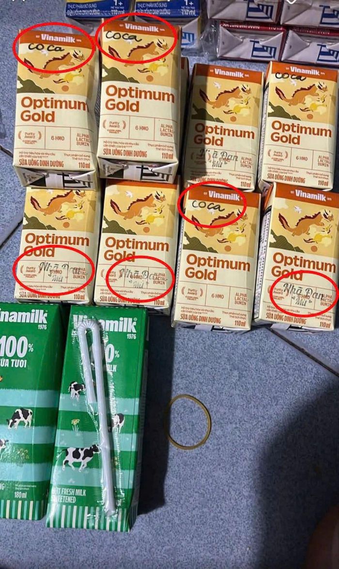 Một số ký hiệu trên hộp sữa được rao bán trên mạng bị phụ huynh phát hiện. Ảnh chụp màn hình
