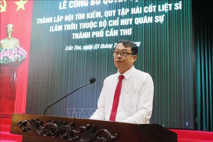 Ông Nguyễn Văn Khởi, Phó Chủ tịch UBND thành phố, Trưởng Ban Chỉ đạo 515 thành phố Cần Thơ, phát biểu. Ảnh: Ngọc Thiện/TTXVN