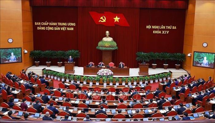 Phiên khai mạc Hội nghị lần thứ ba Ban Chấp hành Trung ương Đảng khóa XIV, sáng 20/7/2026. Ảnh: Dương Giang/TTXVN