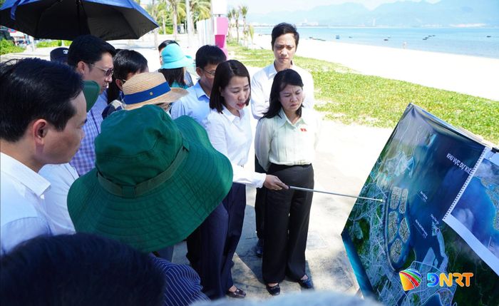 Đoàn công tác Ủy ban Kinh tế và Tài chính của Quốc hội khảo sát Dự án xây dựng khu đô thị lấn biển tại Đà Nẵng. Ảnh: VINH ANH