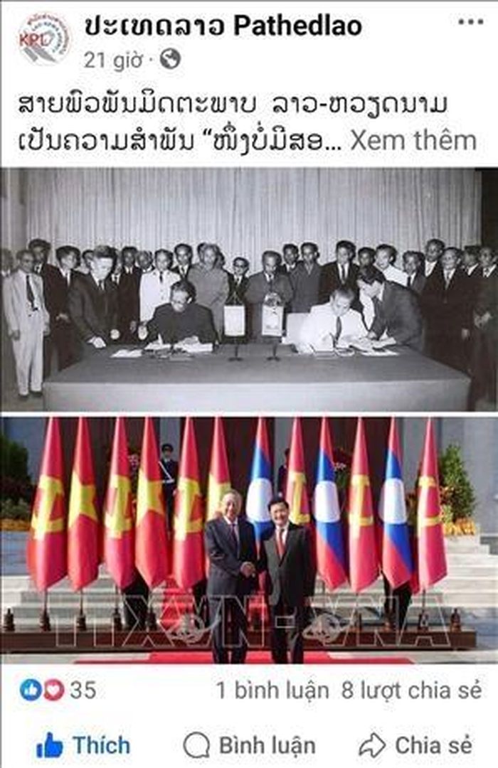 Bài đăng trên trang FB chính thức của tờ Pathetlao. Ảnh: TTXVN