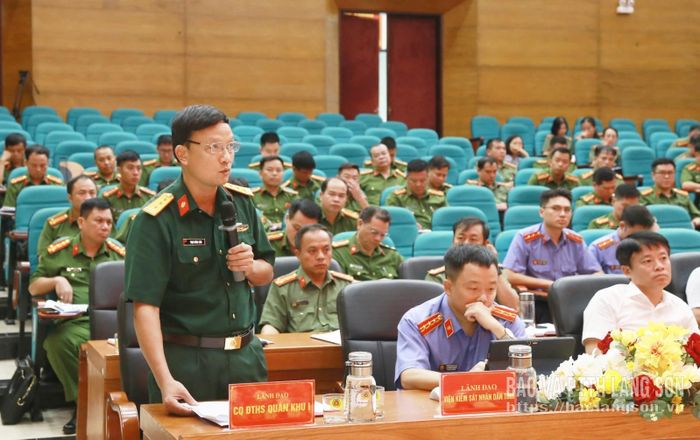 Lãnh đạo Cơ quan Điều tra hình sự, Quân khu 1 phát biểu ý kiến tại chương trình làm việc