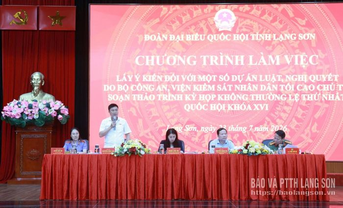 Thiếu tướng Nguyễn Văn Lịch, Phó Tư lệnh Quân khu 1, đại biểu Quốc hội tỉnh phát biểu ý kiến tại chương trình làm việc